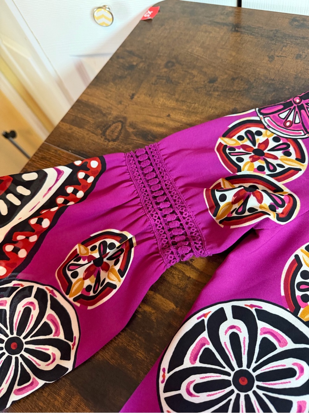 Chelsea & Violet Fuchsia Geometric Boho Fringe Tunic - Picture 9 of 9